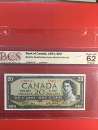 1954      Canadian $20 Modified      Banknote