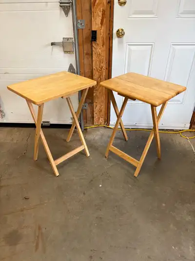 Pair of Solid Wood Folding TV Tray Tables, View more