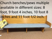 Church pew/ wooden bench $90 8 foot long with cushion, 35" tall.