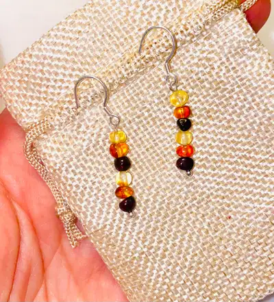 Real Baltic Amber sterling silver earrings Pick up location is possible from 2 places: From North Yo...