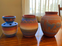 Navajo Etched Pottery - 3 pieces