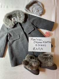 Bébé fille - 18-24 mois - Manteau, bonnet et bottes - CHIC