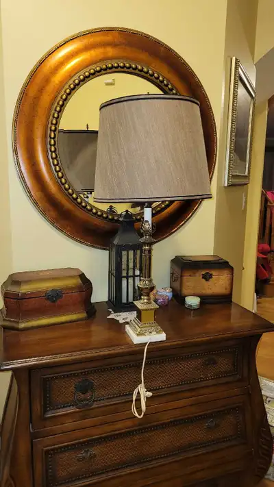 Top quality, higher end 2 Table lamps in perfect working condition. One is beige with crystal accent...