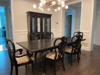 Solid wood Dining table with Six chairs and China Cabinet