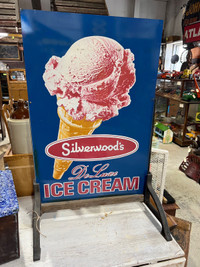 Silverwoods  ice cream sidewalk sign 
