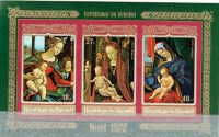 BURUNDI. Feuillet avec 3 timbres intégrés, "NOËL/CHRISTMAS 1972"