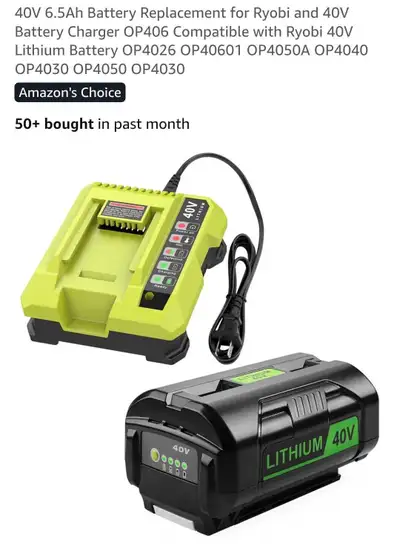 Ryobi 40V Battery and Charger, View more