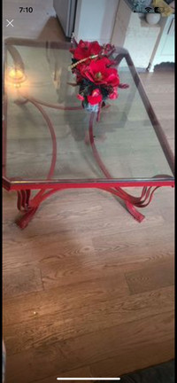 Cast iron glass table 