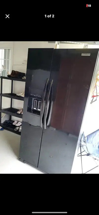 Black kitchen aid fridge / freezer, View more