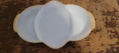 FIRE KING VINTAGE WHITE MILK GLASS DIVIDED SERVING DISH PLATE, View more