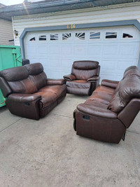 Real leather recliner sofa loveseat for sale asking for $680 