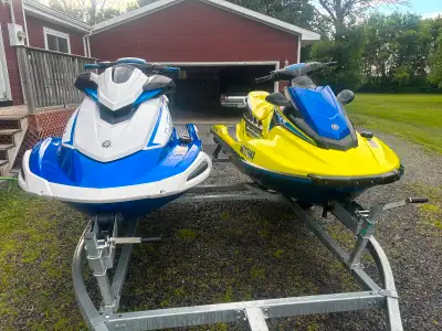 White and blue machine is a 2021 VX Deluxe with 57 hours. It’s got a naturally aspirated 1L 3 cylind...