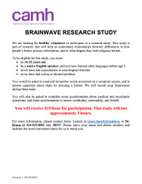 $$$ Research Participants Wanted $$$
