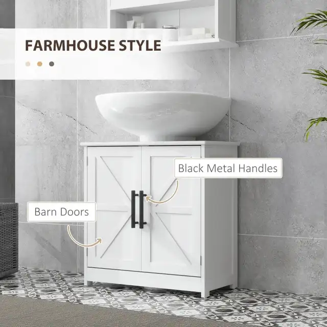 24" Bathroom under sink Farmhouse Pedestal Sink Storage Cabinet  in Bathwares in Markham / York Region - Image 6