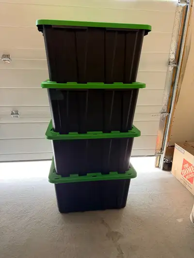I have 4 storage bins for sale. $10 firm each used once.