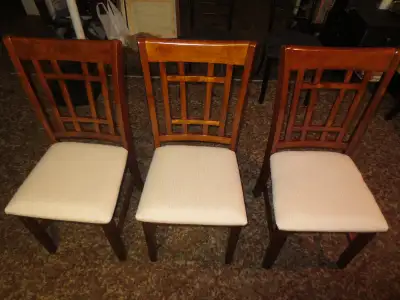 3 kitchen chairs, oak colour, View more