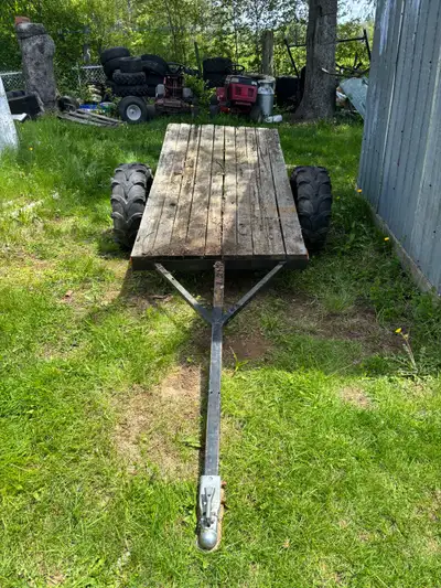 Atv or yard trailer Has 27 inch atv tires on it tires go flat after a few days Roughly 40 inches wid...