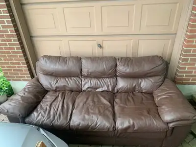 Free brown leather couch, View more