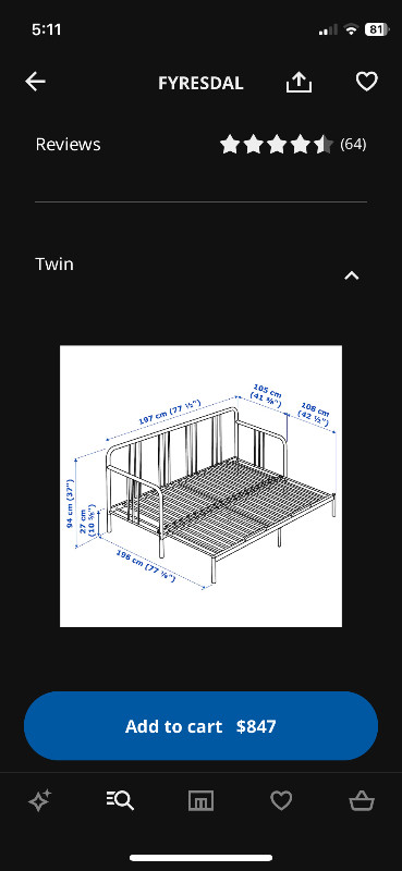 Bed Frame- Single to Twin in Beds & Mattresses in Richmond