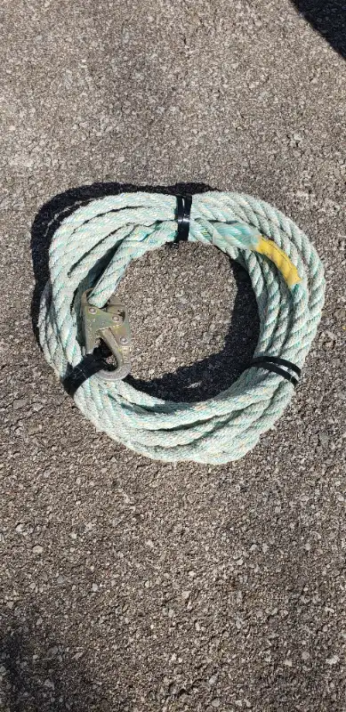 Nylon rope 25' with small snap hook., View more