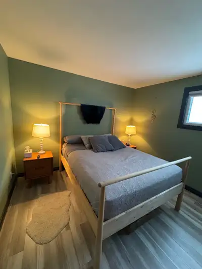 solid wood bed frame (only, Queen), View more