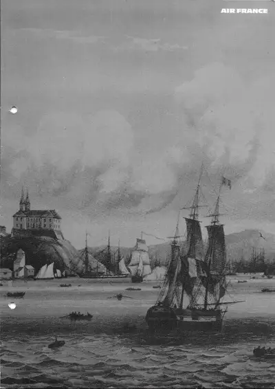 A great looking vintage AIR FRANCE Intercontinental Boeing Jet airline menu for the Beirut, Lebanon...