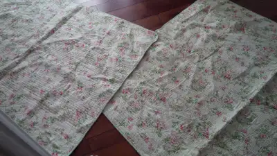 2 Quilted Green Floral Bed Covers / Sofa Throw, Not Vintage, View more