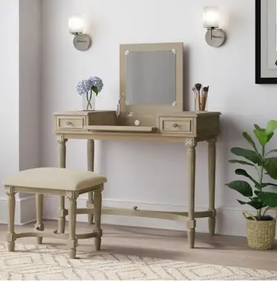 "BNIB" Wooden Vanity with Stool, View more