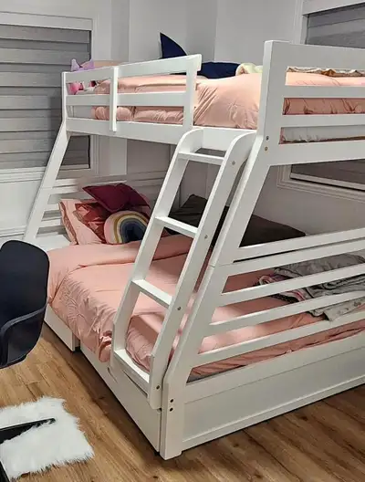 White Bunk Bed With Drawers-Brand New, View more