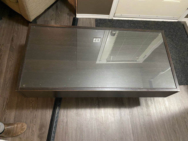 Coffee Table - Glass Top with side storage  in Coffee Tables in Edmonton