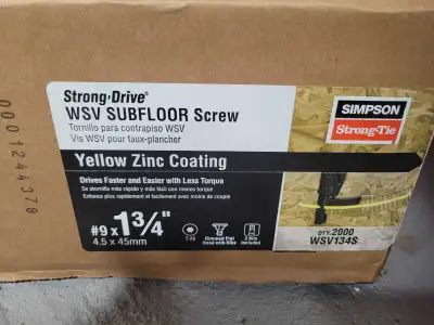 Box of 2000 T-25 collated subfloor screws. Have a full box for $40 and have a 3/4 full box for $30....