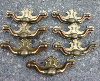 Set of 7 Brass Cabinet or Drawer Pull Handles Vintage Canada