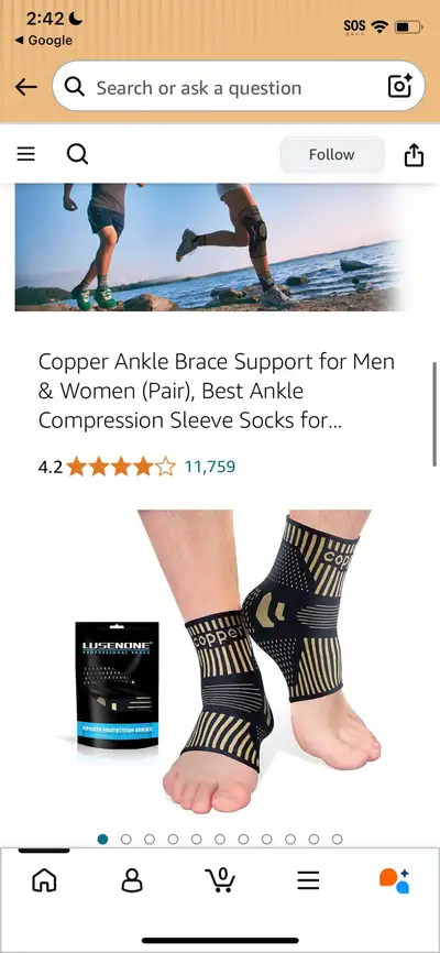 This is a new medium size pair of copper ankle brace supports. They're size medium and made for men...