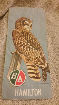 Vintage British American Oil BA Map of Hamilton Owl cover