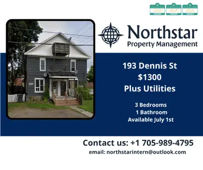 3-Bedrooms 1-bath house at $1300 + Utilities!