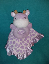 Carter's Purple Giraffe Print Ring Rattle Baby Security Blanket