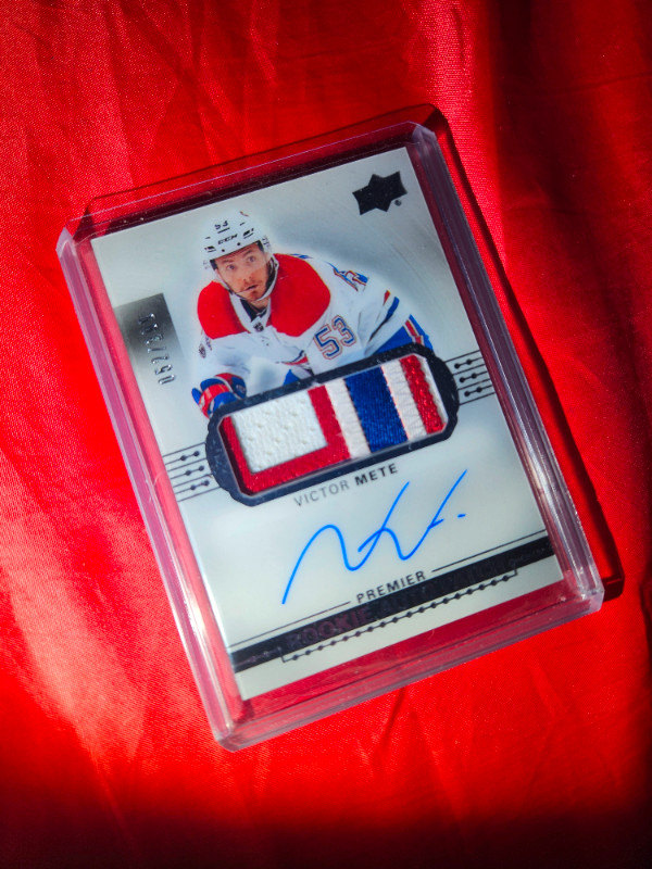 Victor Mete Montreal Canadiens Rookie Auto Patch Card 52/299 in Arts & Collectibles in St. Catharines - Image 3