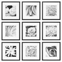 GALLERY PERFECT 9 Piece Black Square Photo Frame Wall Gallery