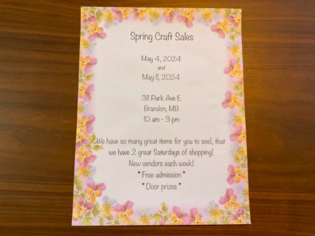 SPRING CRAFT SALES in Events in Brandon