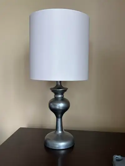 Two Grey Metal Table Lamps, View more