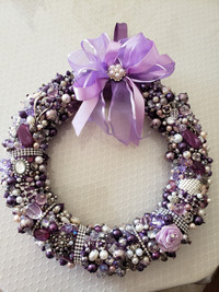 Jeweled  wreath, purple, white Pearl and silver colourNew 