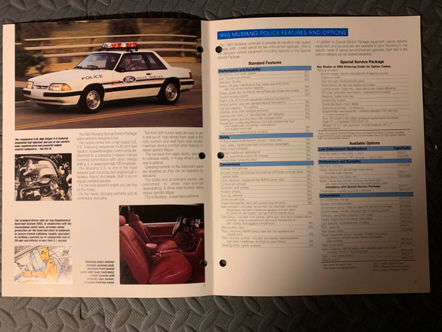 Original 1993 Ford Mustang Special Service Package Brochure in Arts & Collectibles in Mississauga / Peel Region - Image 2