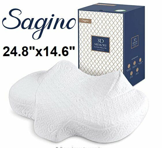 SAGINO 3D CERVICAL MEMORY FOAM PILLOW FOR CONTOURED NECK SUPPORT in Bedding in City of Toronto