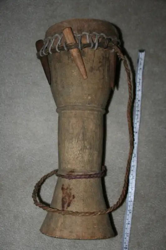 TRIBAL DRUM from S. E. ASIA Vintage WOOD and SKIN63006662378627123