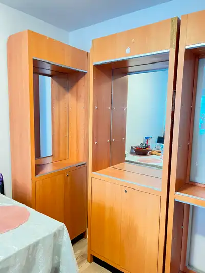 Wood display shelves with cabinet, View more