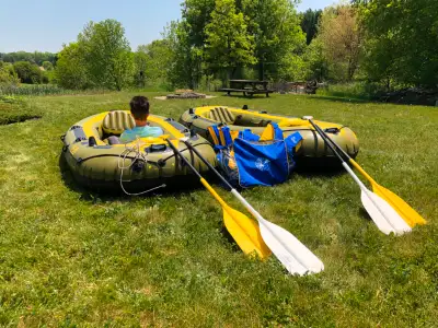 We have 2 Sevylor Fish Hunter HF-360 inflatable boats, with 4 paddles, 4 universal life Jackets for...
