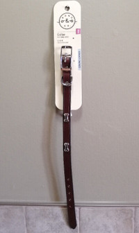 BOND & CO Brown Leather Collar for Small Dogs