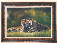 Large oil painting on canvas with wood frame