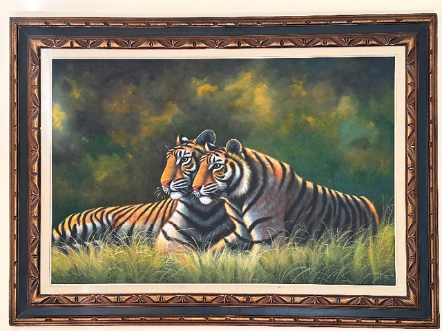 Large oil painting on canvas with wood frame dans Art et objets de collection  à Ville de Montréal