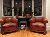 Dutch leather tub chairs